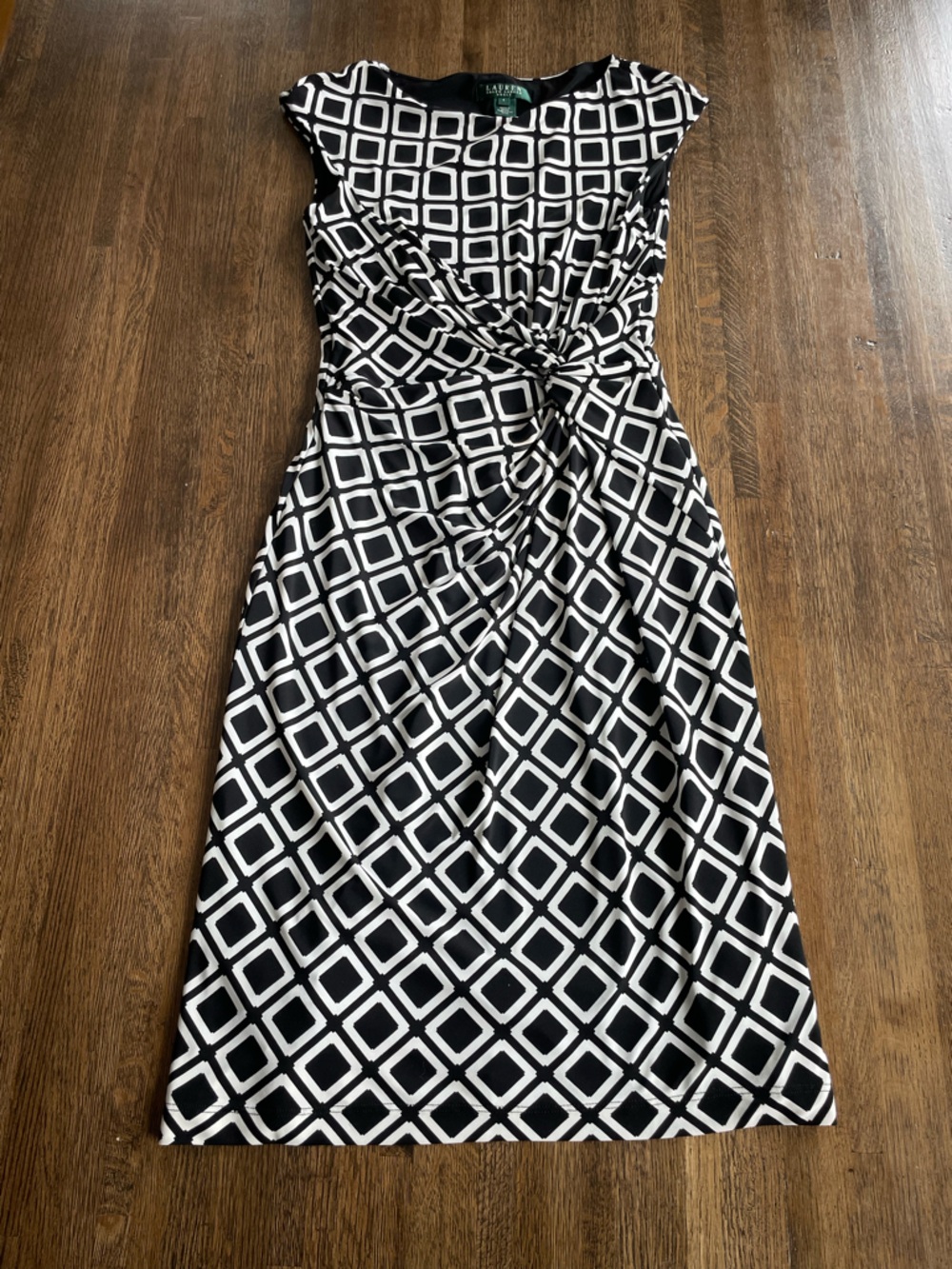 Ralph Lauren Faux Wrap Dress - Black and White Design - Size 4